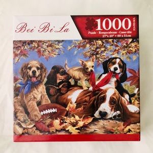 NWT-Never Opened Let's Play Football Dogs Basset Hound 1000 Piece Jigsaw Puzzle